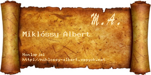 Miklóssy Albert névjegykártya