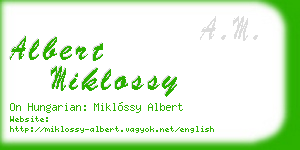 albert miklossy business card