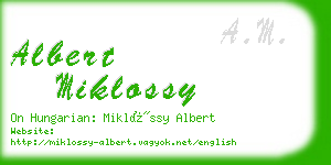 albert miklossy business card